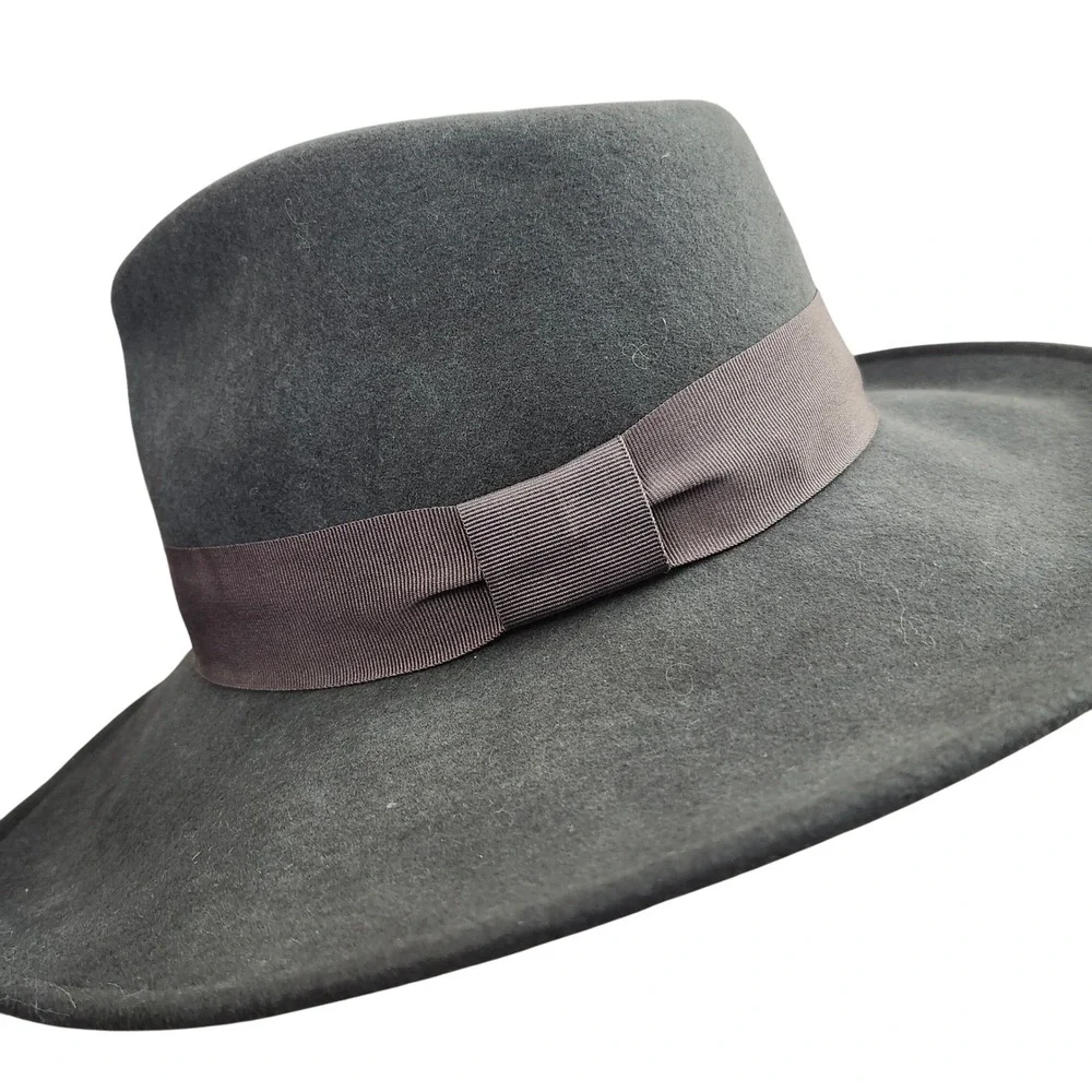 Biltmore for Madewell Charcoal Grey 100%‎ Wool Fedora Hat Medium Large